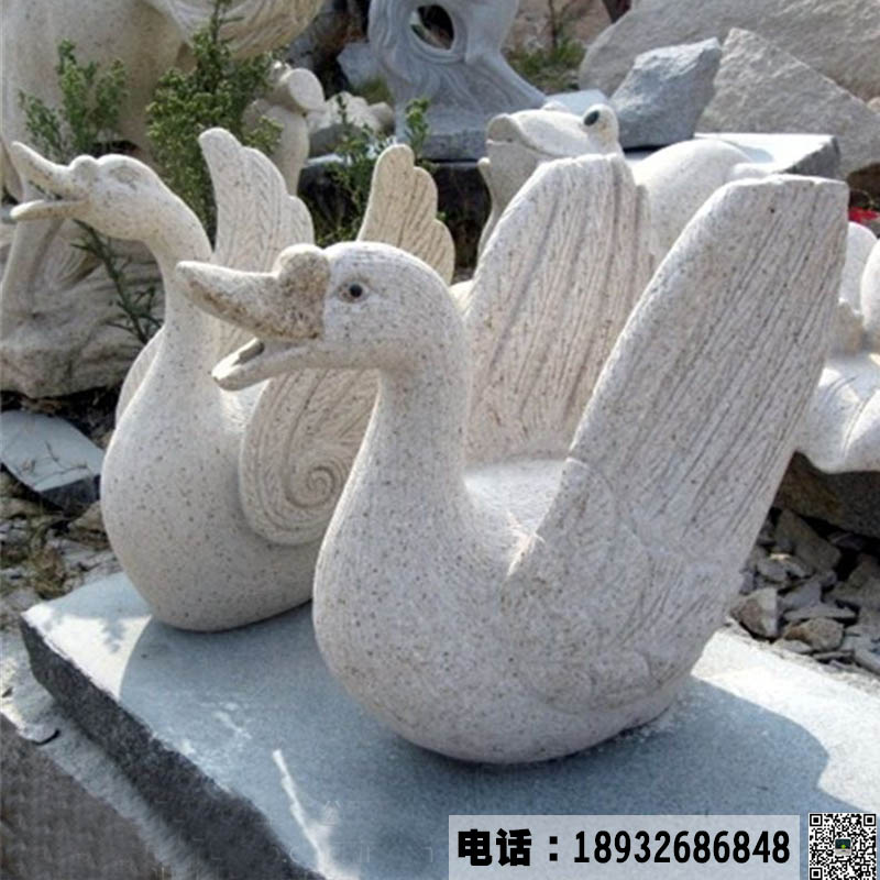 石雕天鹅动物雕塑加工.JPG