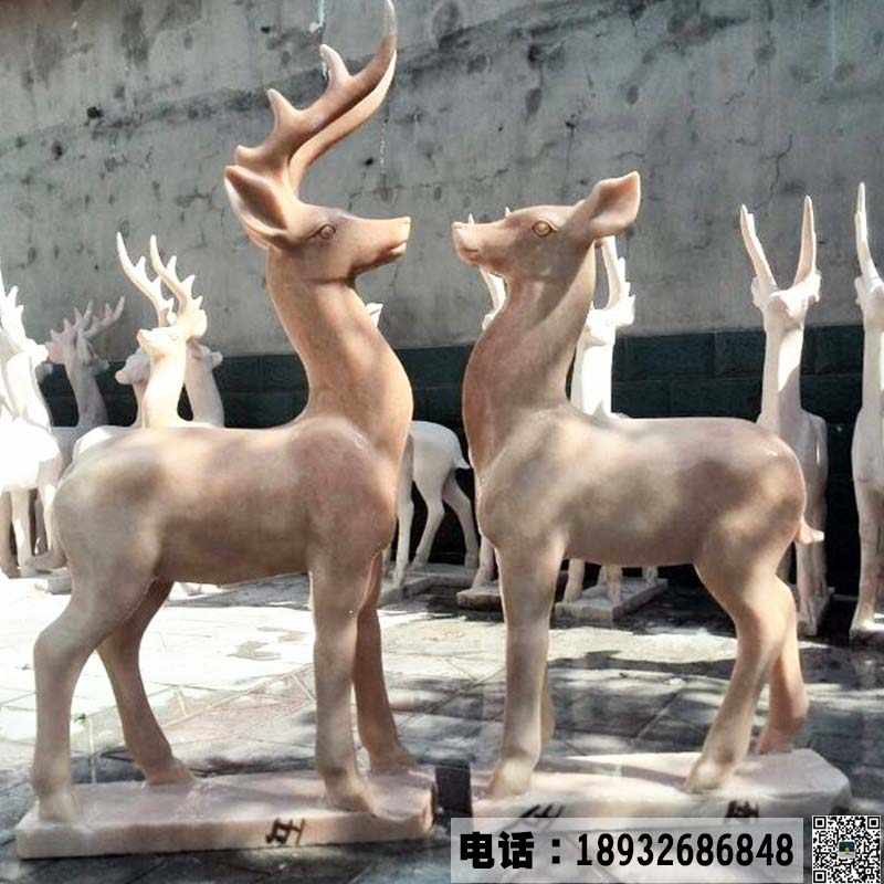 定制石雕麋鹿雕塑  公园园林动物小品摆件