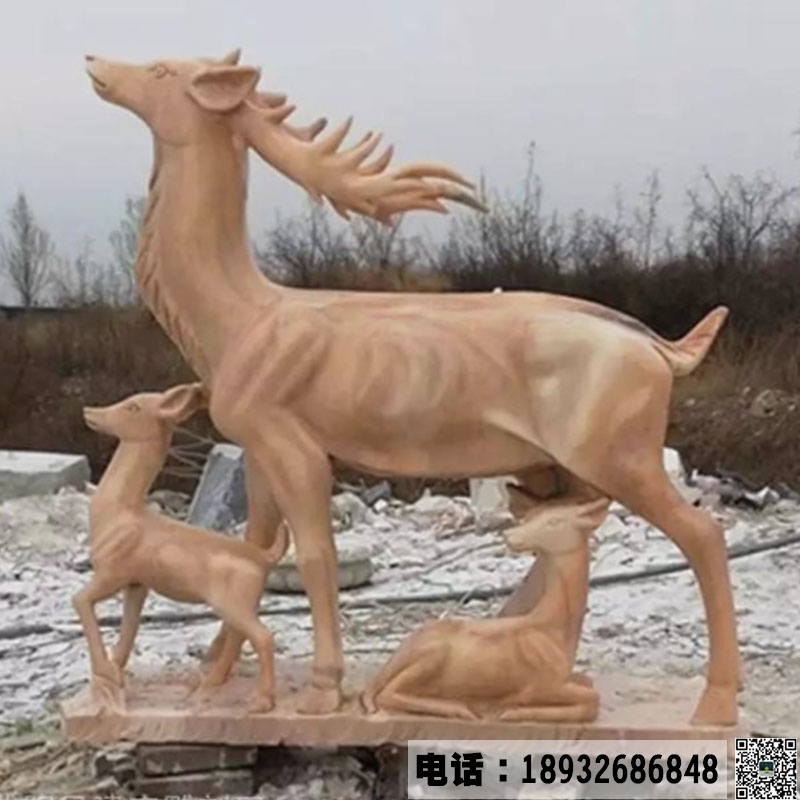 直销动物石雕小品摆件   动物石雕麋鹿  厂家加工批发定做价格